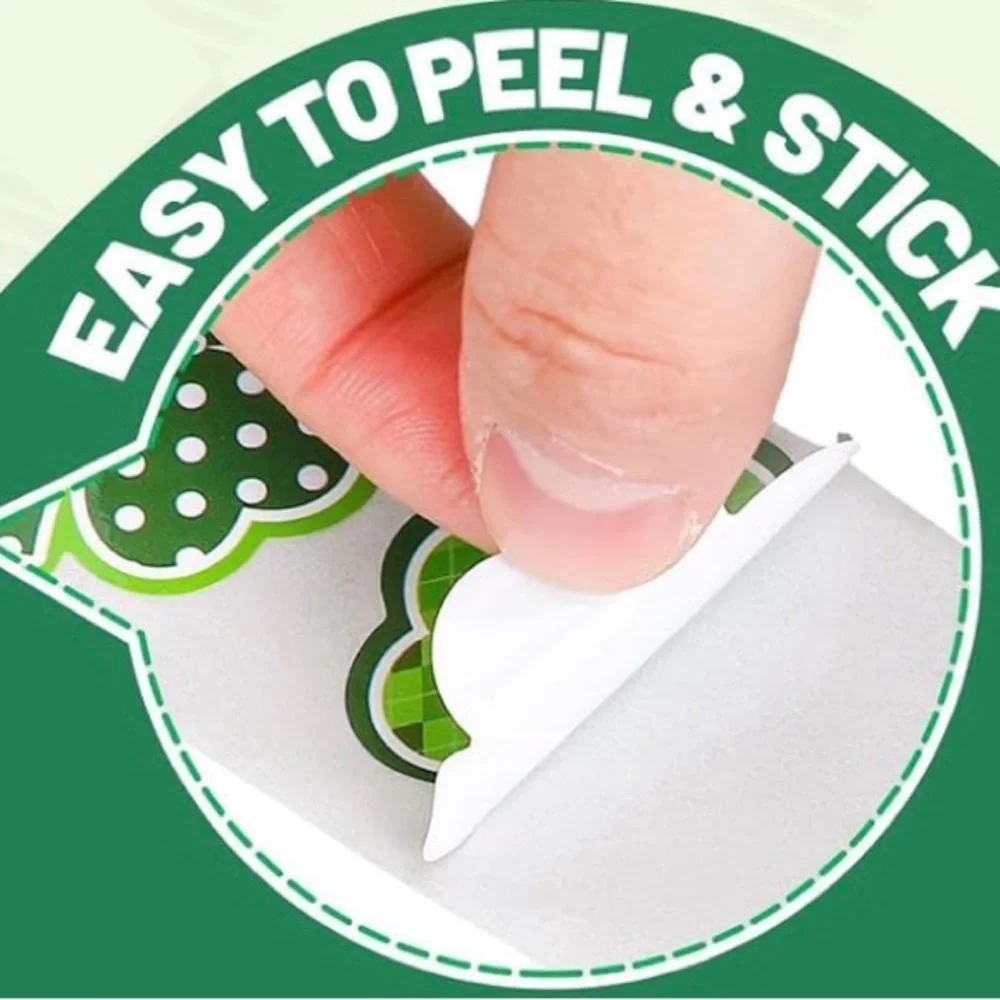 50 Count - Festive Shamrock, Clover Stickers, Variety, Green, White, 1.5 inches
